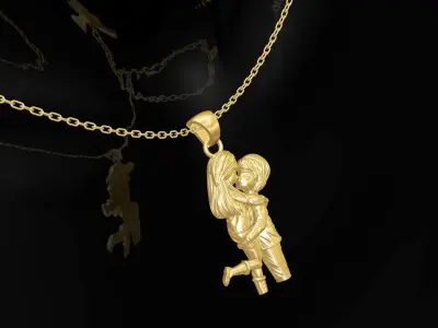 HUG Pendant jewelry Gold 3D print model