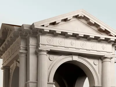 Arched portico in Doric mutulary 3 4 column order gazebo 3D model