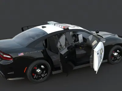 Four police cars of the Dodge Charger SRT and Hellcat brand 3D Model Pack