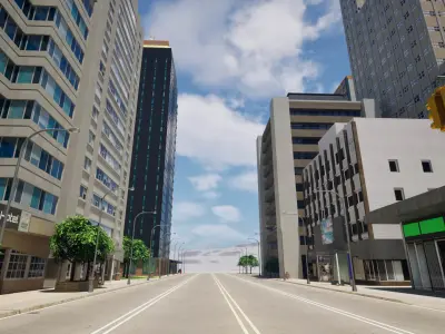 City Downtown Skyscraper Street - Unreal - Lot 06 Low-poly 3D model