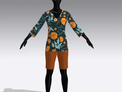 Female Cloth Dress Low-poly 3D model