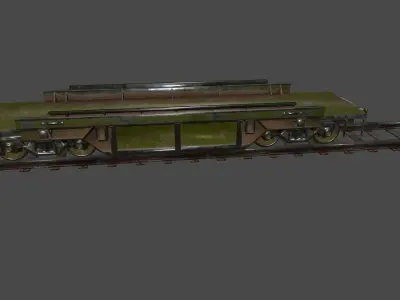 train car on tracks Low-poly 3D model