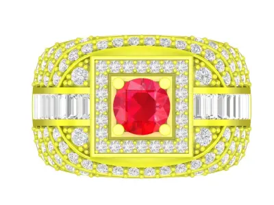 Luxury Square Halo Diamond Men Ring Jewelry Design 4330 3D print model