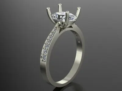 Diamond fashion engagement ring   3D print model