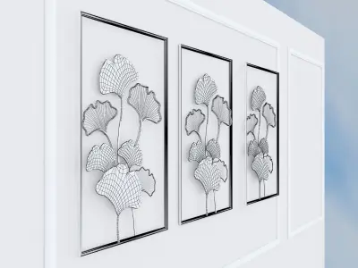 Decorative plants with gold stainless  m12 3D model
