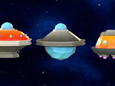 Flying Saucers Low Poly Pack Low-poly 3D model