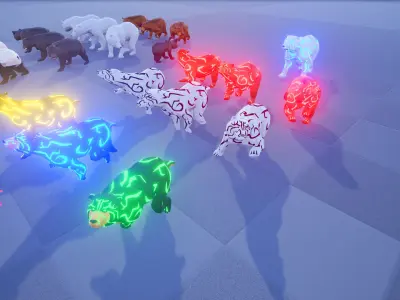 Poly Art Bears  Low-poly 3D model