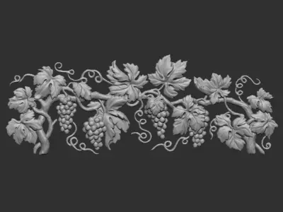 Bunch of grapes 5 RELIEF CARVED 3D print model
