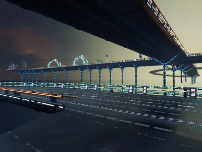 Modular Sci-fi Road  Low-poly 3D model