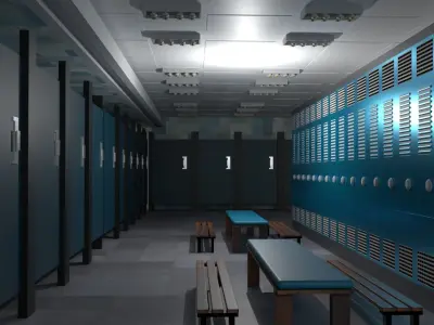 Modern Gym Locker Room Low-poly 3D model