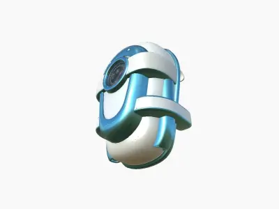 SciFi Backpack C05 White Blue - Fashion Character Design Free low-poly 3D model