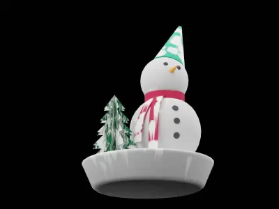 Christmas Snow Man Low-poly 3D model purchase