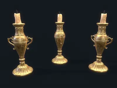 Medieval Candlestick 4 Low-poly 3D model