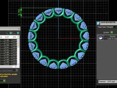 U Shaped Eternity Ring 3 point 8 mm stone size swiss 13 and EU53 3D print model