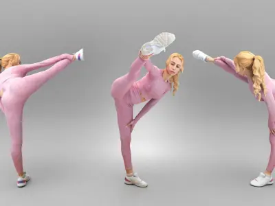 Beautiful woman in tracksuit training 413 Low-poly 3D model