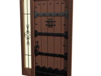 Rustic modern DOOR Low Poly Low-poly 3D model
