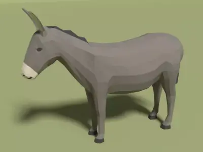 Low Poly Cartoon Donkey Low-poly 3D model