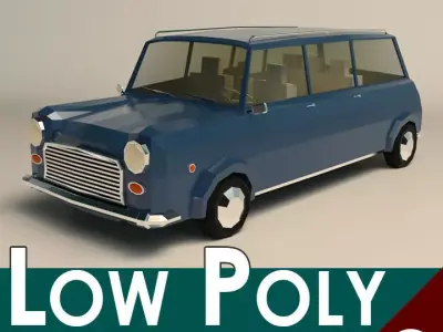 Low Poly Station Wagon 02 Low-poly 3D model