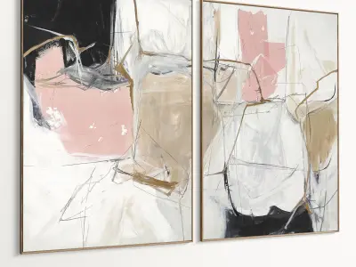 Plaster Two Photo Frame 517 Low-poly 3D model