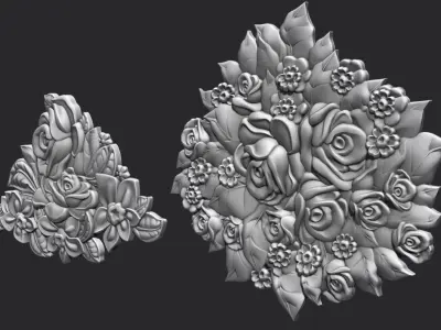 Bouquet of roses bas relief 3D print model