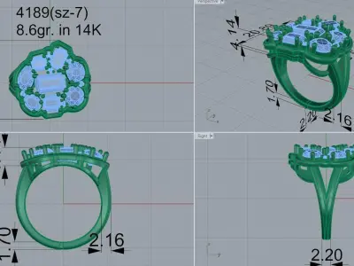 Unique Diamond Ring 4189 3D print model