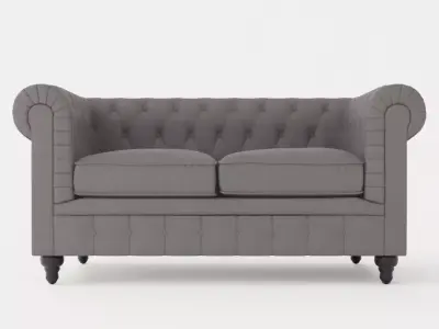 Chesterfield Luxury Velvet Sofa 2 Seater Low-poly 3D model