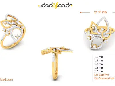 Elegant Gold Diamond Bridal Ring For Women 3D print model