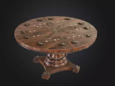 Ornate Chess Table Low-poly 3D model