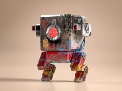 UE4 Game-ready - PBR Cubic Robot Low-poly 3D model