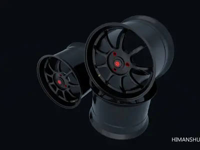 Wheel set of rims 3D model
