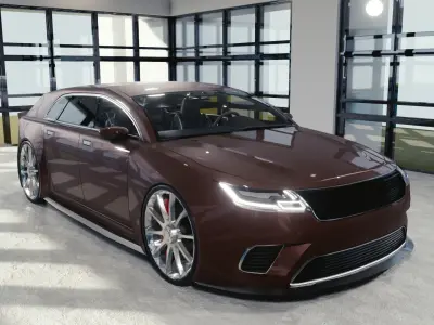 BLENDER EEVEE Brandless Small 4 door hatchback Low-poly 3D model