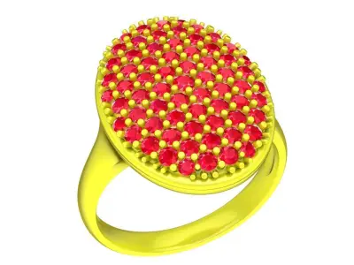 Luxury Oval Pave Diamond Ring for Women 4526 3D print model