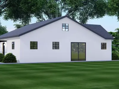 American Exterior House Design  Classic Modern Country Home  3D model