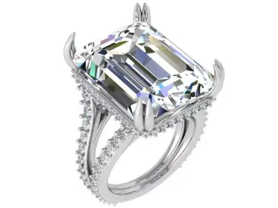 Emerald Cut Split Shank Ring 4391 3D print model