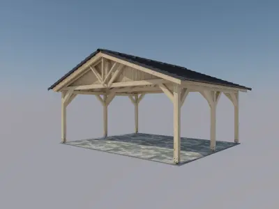 5x6m carport with tiled roof 3D model
