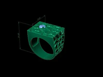Man Ring Cobblestone Design With Bezel Set Diamond 3D print model