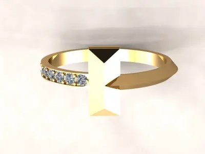 T shaped diamond ring 3D print model