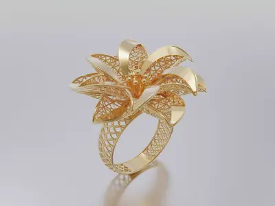 woman ring 3D print model 4