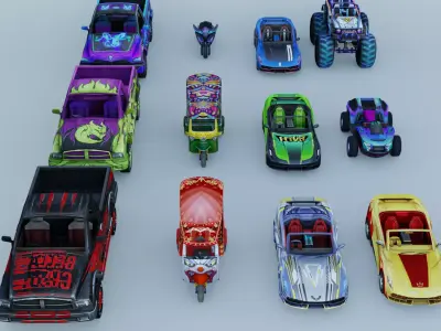 Car game Clown Car  Sports Car- Emerald Flash Sports Car- FFCS 3D model