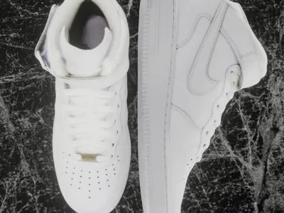 NIKE AIR FORCE 1 MID WHITE 3D SHOES Low-poly 3D model