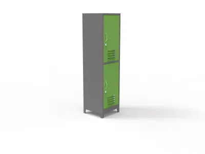 METAL CABINET-SINGLE LONG-TWO COVER-GRAY AND GREEN Low-poly 3D model