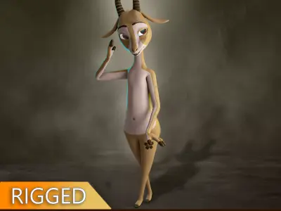 Stylized Deer Rigged Low-poly 3D model