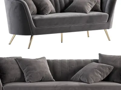 Meridian Furniture Margo Grey Velvet Sofa 3D model
