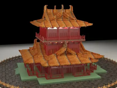 Chinese ancient house  3D model 27