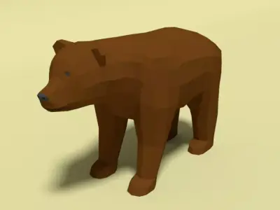 Low Poly Cartoon Bear Low-poly 3D model