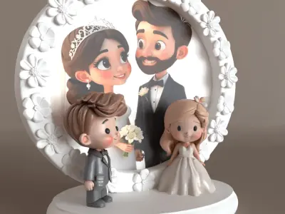 Cute Wedding Frame 3D Model STL for Decoration Gift 3D print model