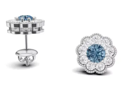 Vintage Floral Stud Earring Design For Women 3D print model