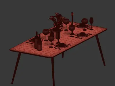 Rectangular Fen Dinning Table 3D model