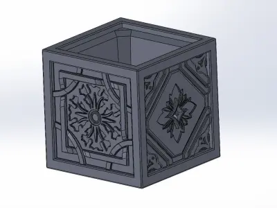 European retro tiles pattern vase 3D print model