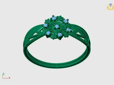 Women Ring Diamond Stone STL 3DM Lightweight Printable 3D print model 10